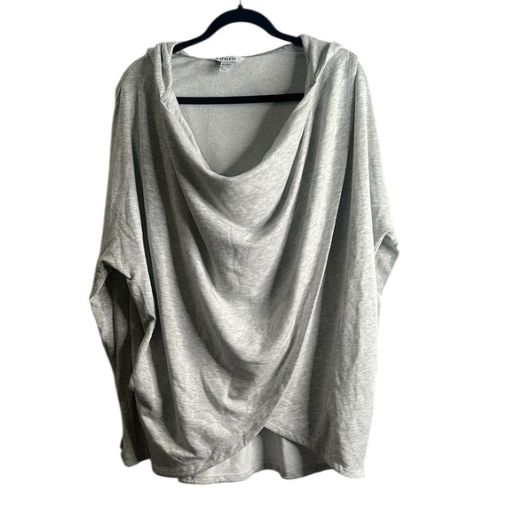 Athleta purana Gray wrap  hooded sweatshirt size L active wear yoga over size - Picture 2 of 10